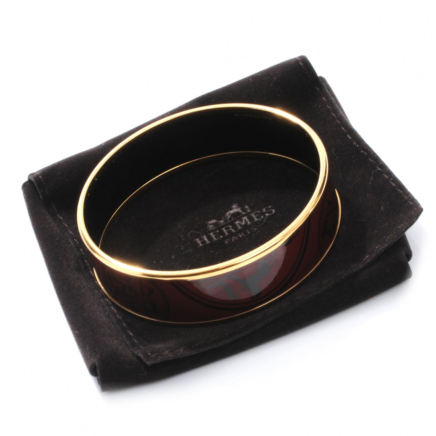 Hermes Enamel Printed Ex Libris Wide Bracelet 65 4 of 7