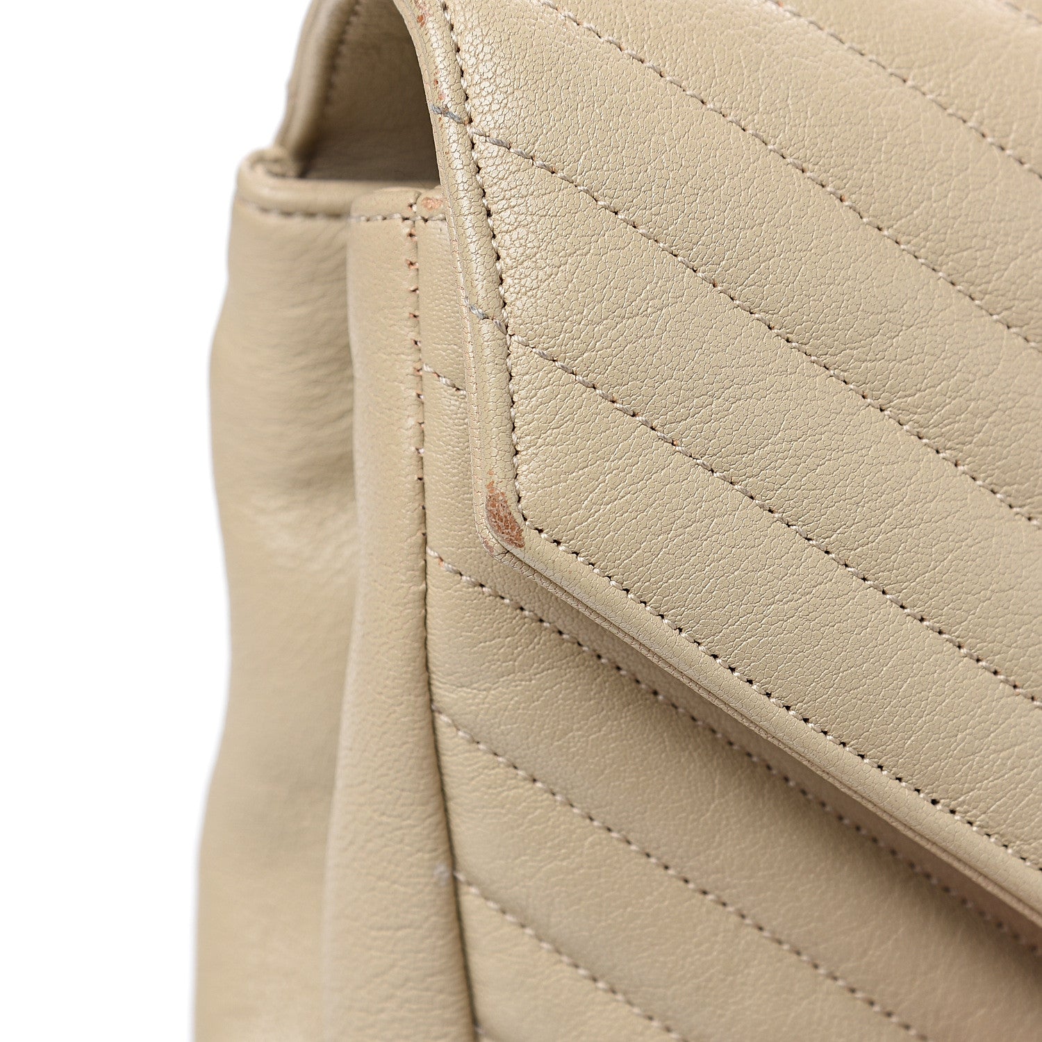 Saint Laurent Sheepskin Matelasse Chevron Monogram Large College Satchel Beige 13 of 14