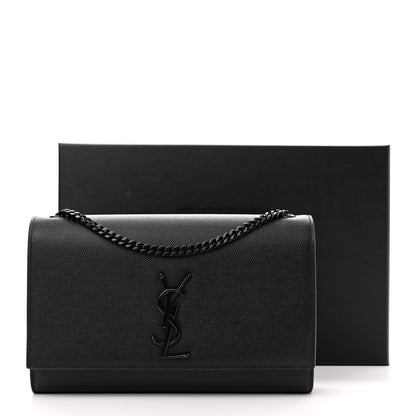 Saint Laurent Grain De Poudre Medium Classic Monogram Monochrome Kate Satchel Black 11 of 11