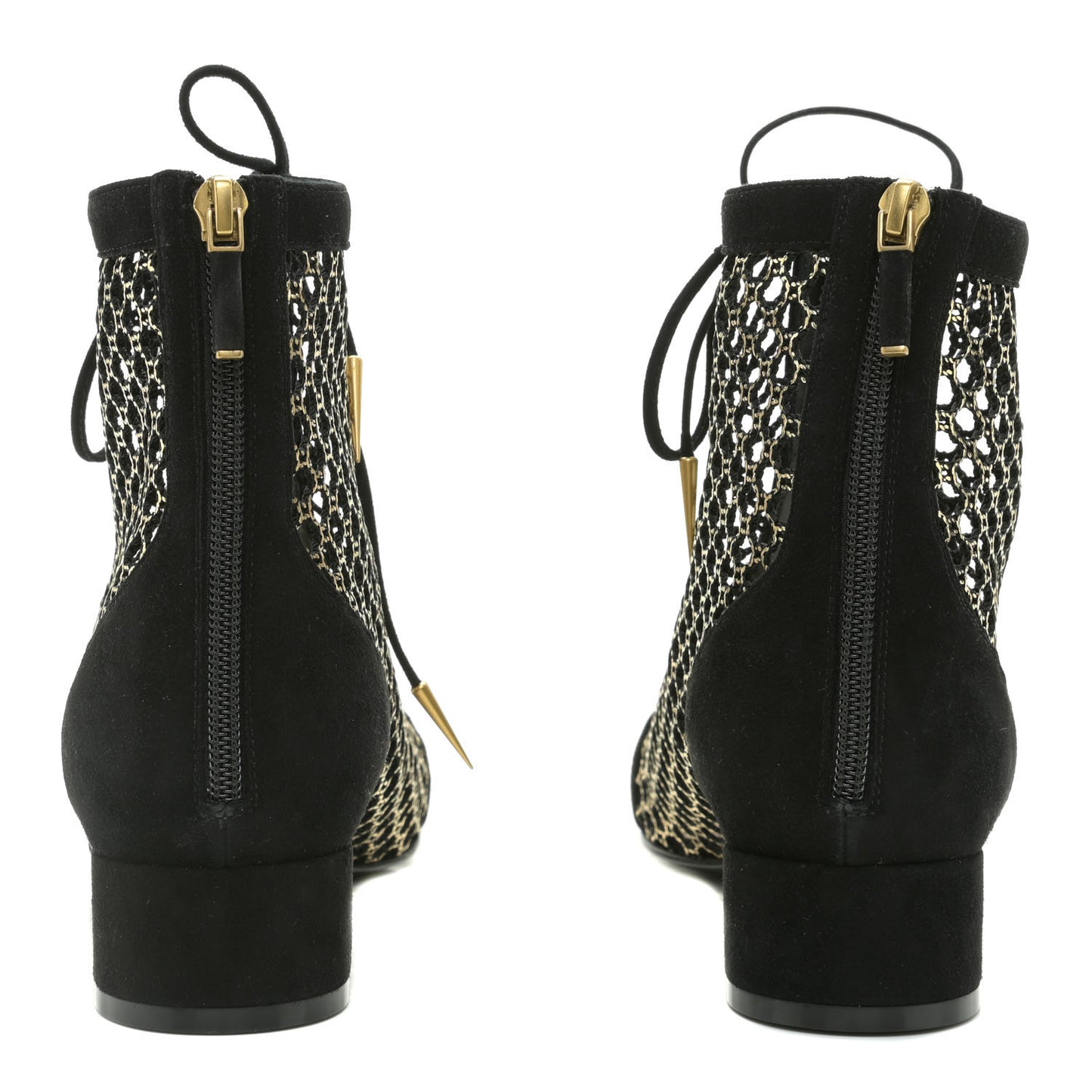 Suede Laminated Resille Naughtily-D 30mm Ankle Boots 39 Black Gold