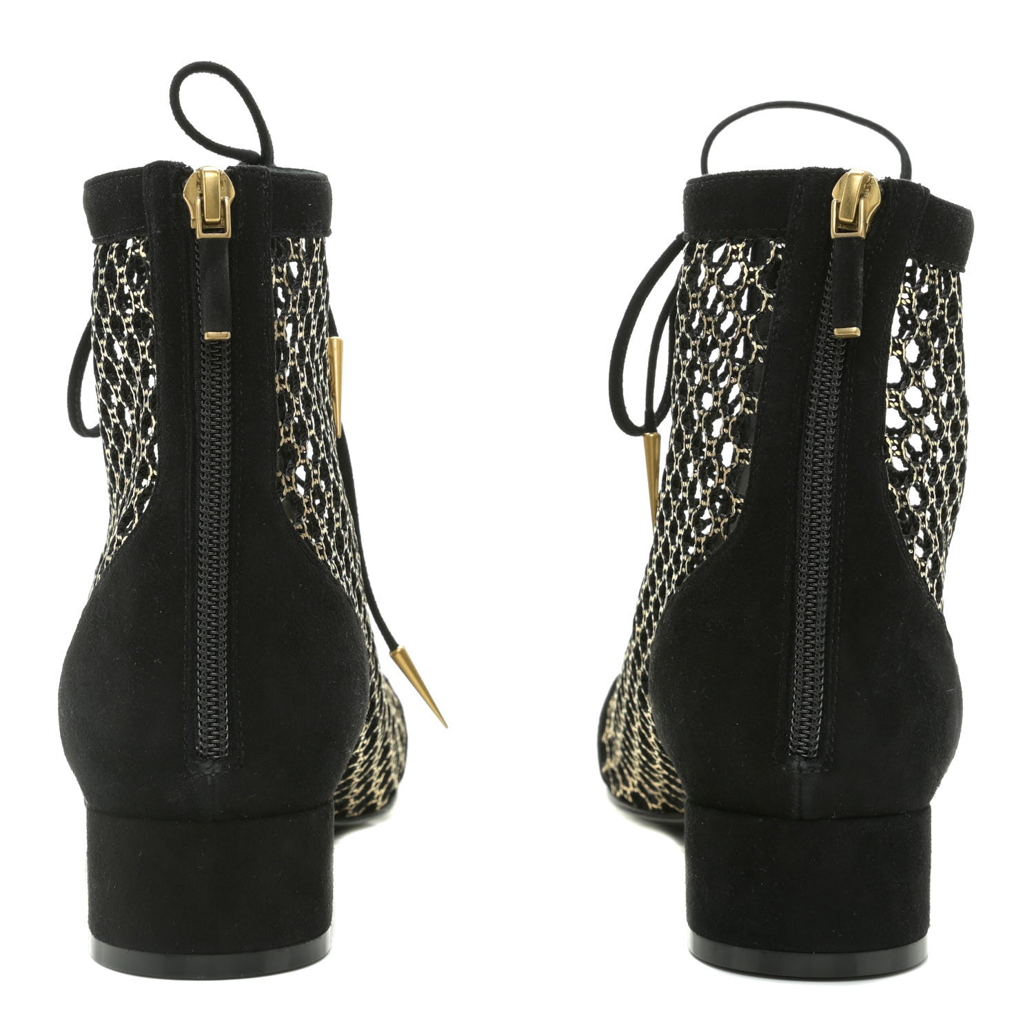 Christian Dior Suede Laminated Resille Naughtily-D 30mm Ankle Boots 39 Black Gold 5 of 11