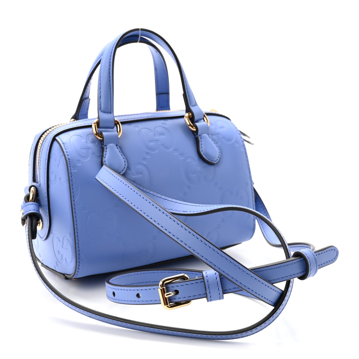 Gilbert Calfskin Jumbo GG Embossed Super Mini Top Handle Bowler Bag Bloom Lavender