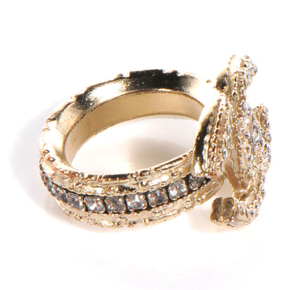 Chanel Paris Byzance Crystal CC Ring 6.5 Gold 3 of 4