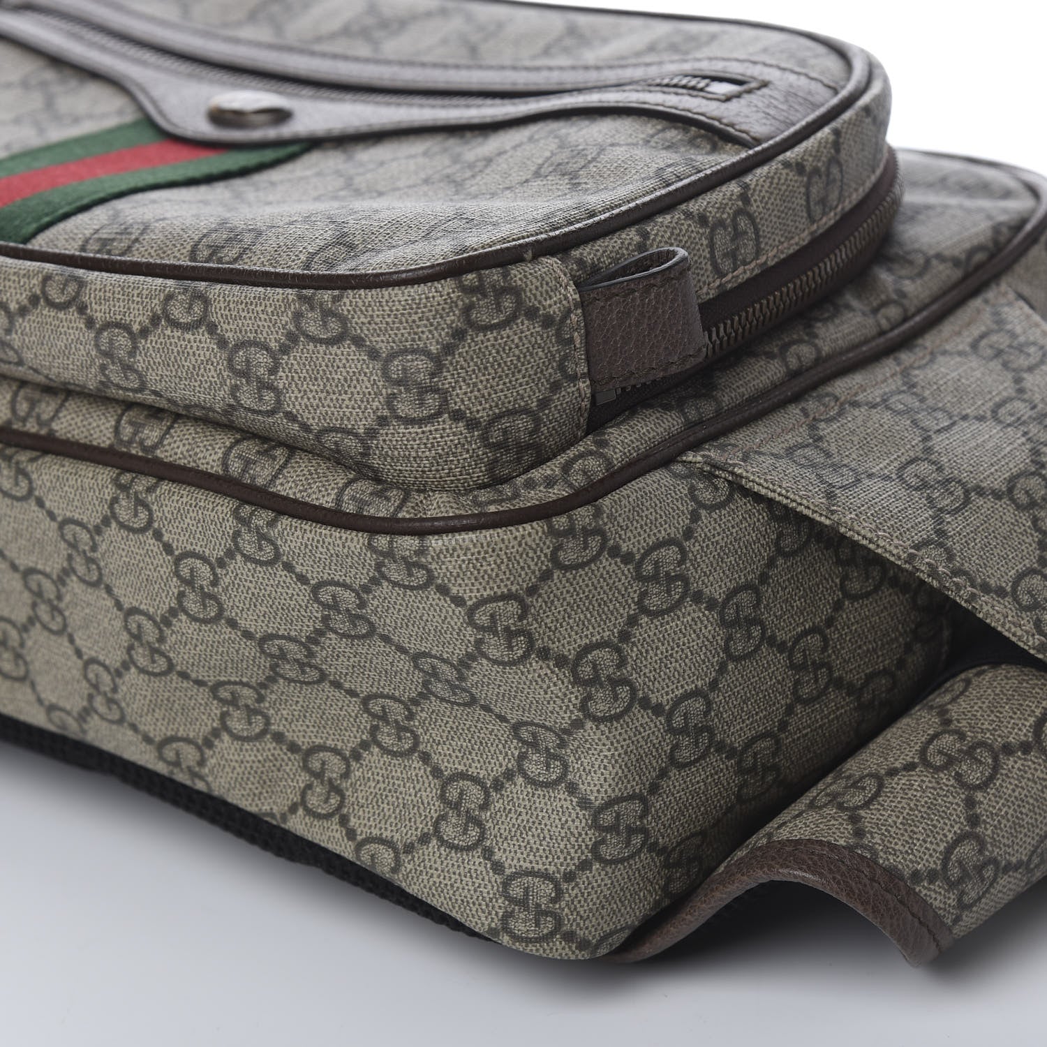 Gucci Soft GG Supreme Monogram Textured Dollar Calfskin Web Ophidia Pouch Pocket Belt Bag 95 38 Beige Ebony New Acero Black 9 of 9