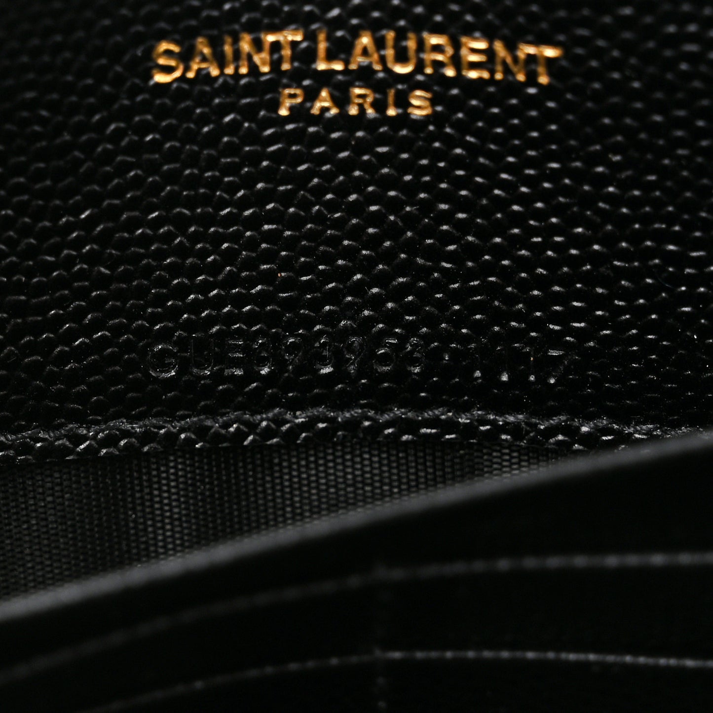 Grain De Poudre Matelasse Chevron Monogram Envelope Chain Wallet Black