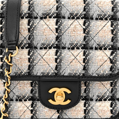 Chanel Tweed Calfskin School Memory Mini Top Handle Flap Ecru Grey Beige Black 8 of 11