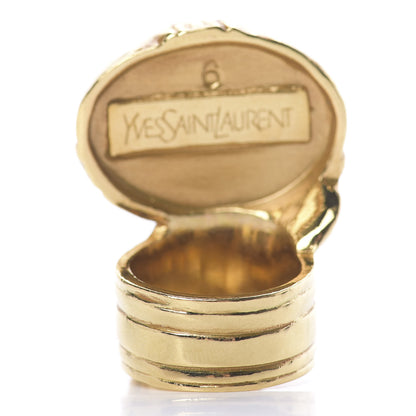 Saint Laurent Glass Cabochon Arty Ovale Ring 6 Gold Lapis 4 of 6