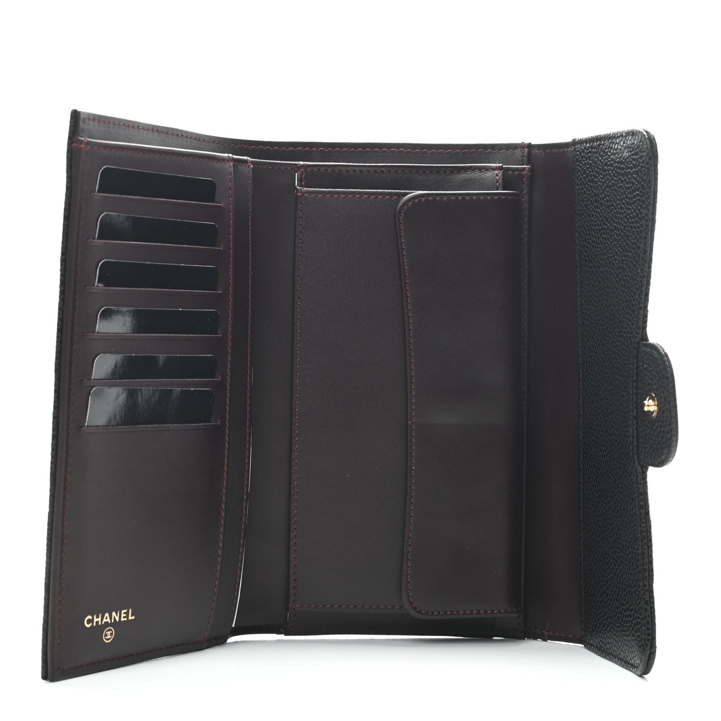 Caviar Quilted Large Flap Wallet Black
