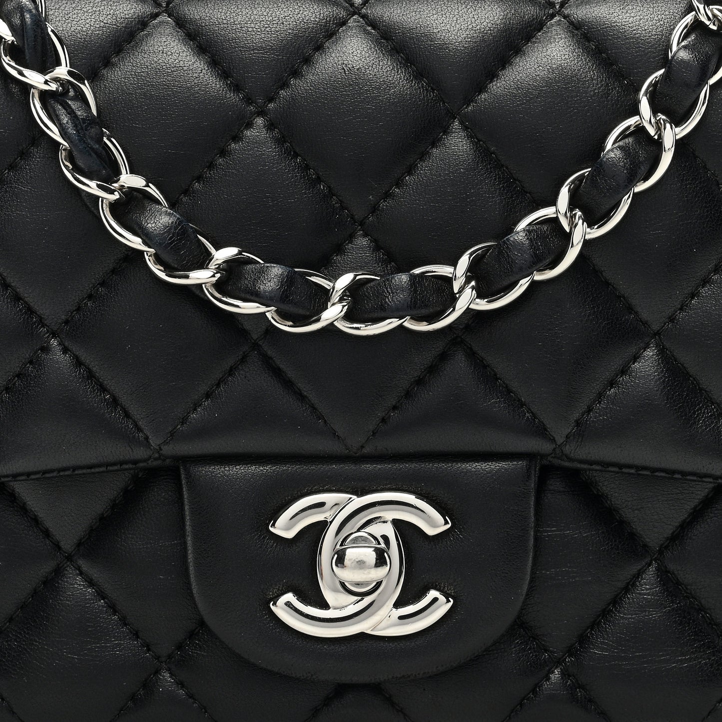 Lambskin Quilted Mini Square Flap Black