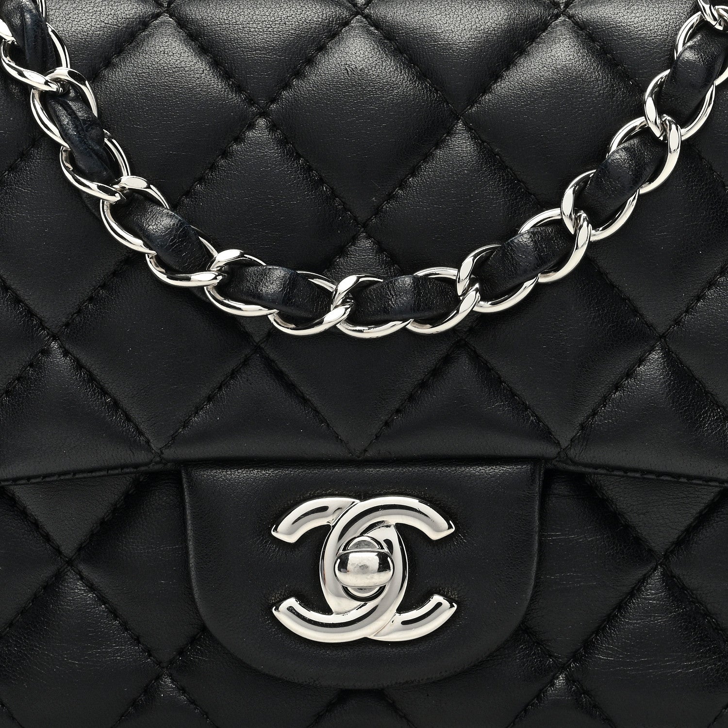 Chanel Lambskin Quilted Mini Square Flap Black 8 of 12