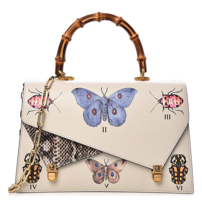 Gucci Calfskin Snakeskin Studded Medium Ottilia Top Handle Bag White 1 of 9