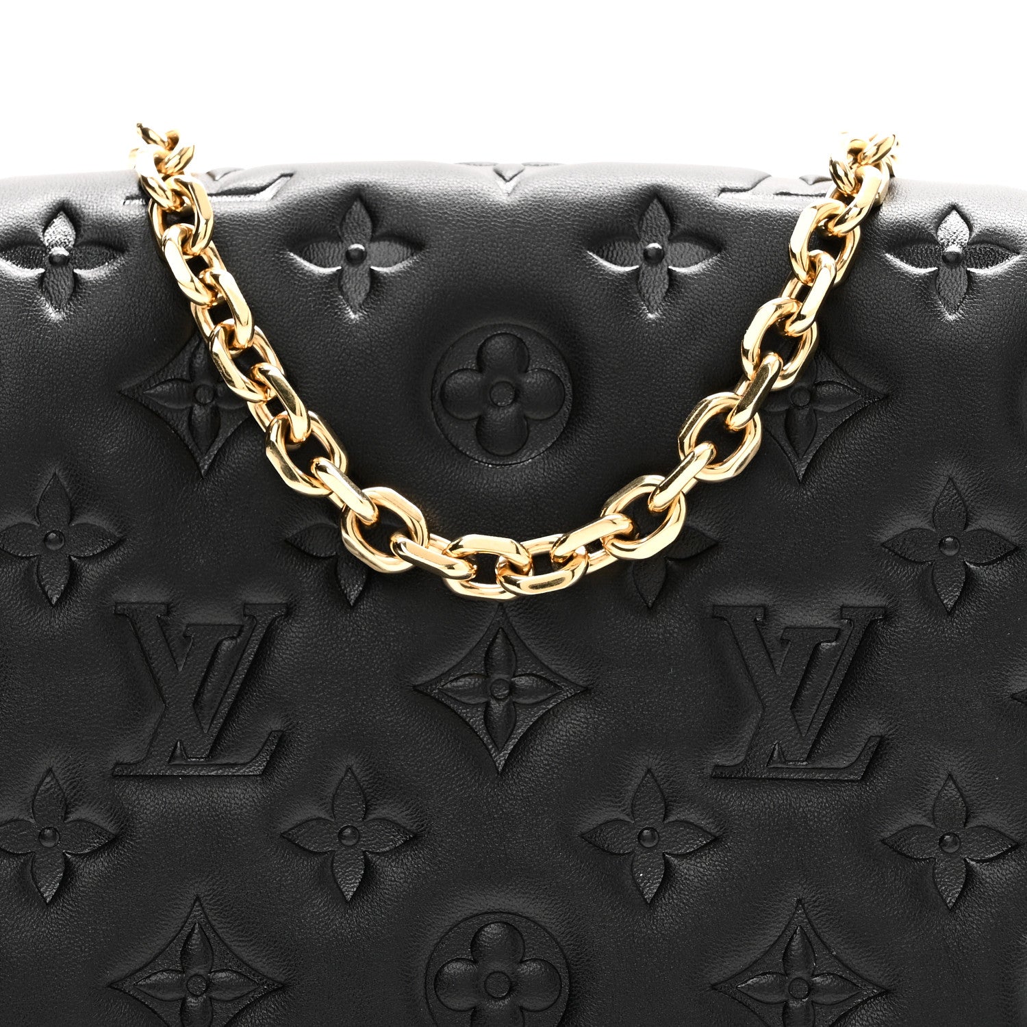 Louis Vuitton Lambskin Embossed Monogram Pochette Coussin Black 7 of 10