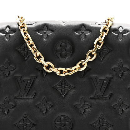 Louis Vuitton Lambskin Embossed Monogram Pochette Coussin Black 7 of 10
