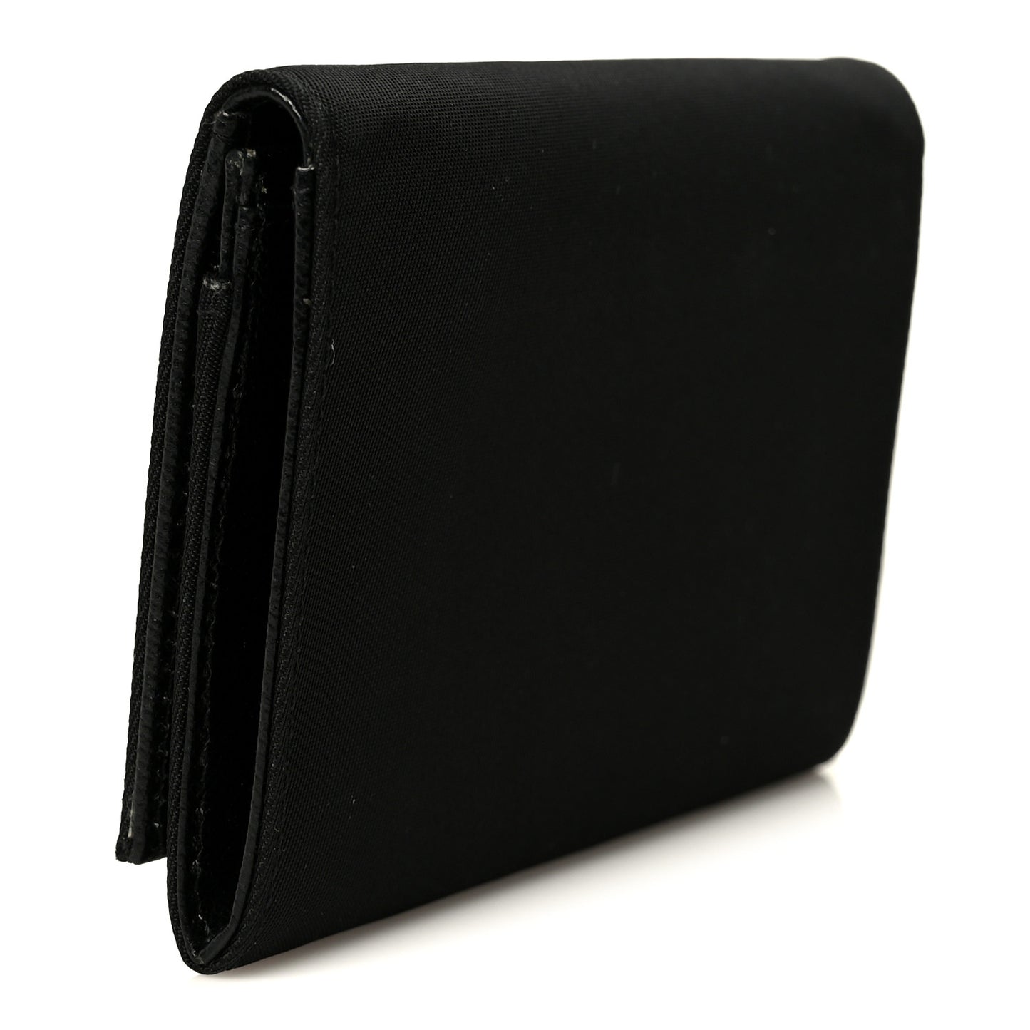 Tessuto Nylon Saffiano Tri-Fold Compact Wallet Black
