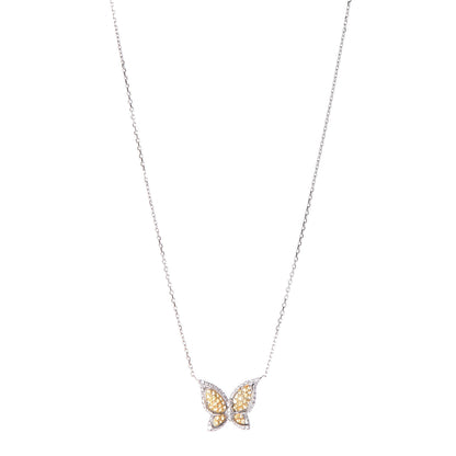 Chopard 18K White Yellow Gold Diamond Yellow Sapphire Butterfly Pendant Necklace 1 of 8