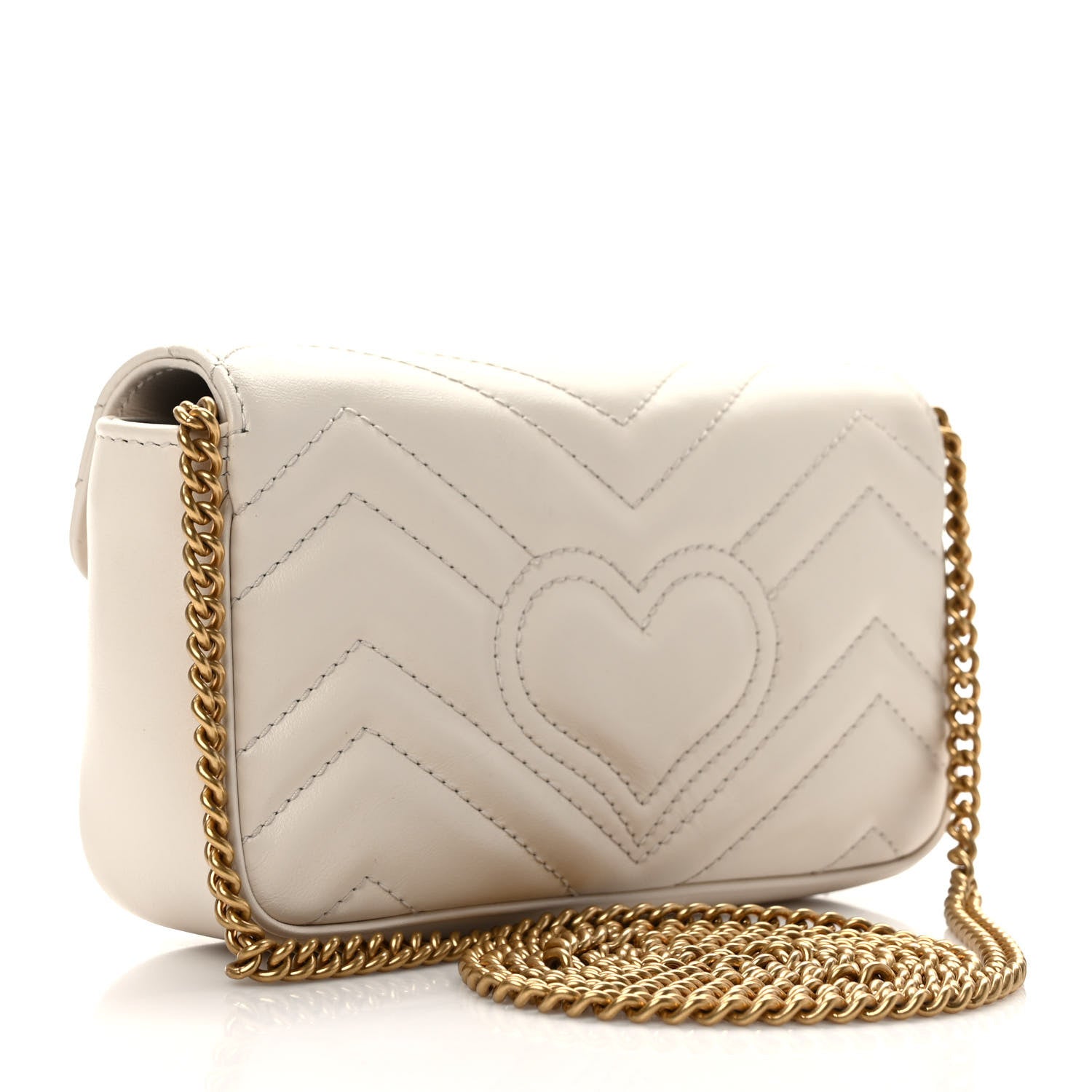 Gucci Calfskin Matelasse Super Mini GG Marmont Shoulder Bag White 3 of 10