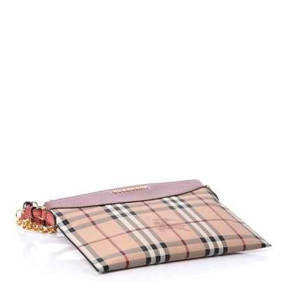 Burberry Haymarket Check Peyton Crossbody Clutch Bag Dusty Pink 4 of 8