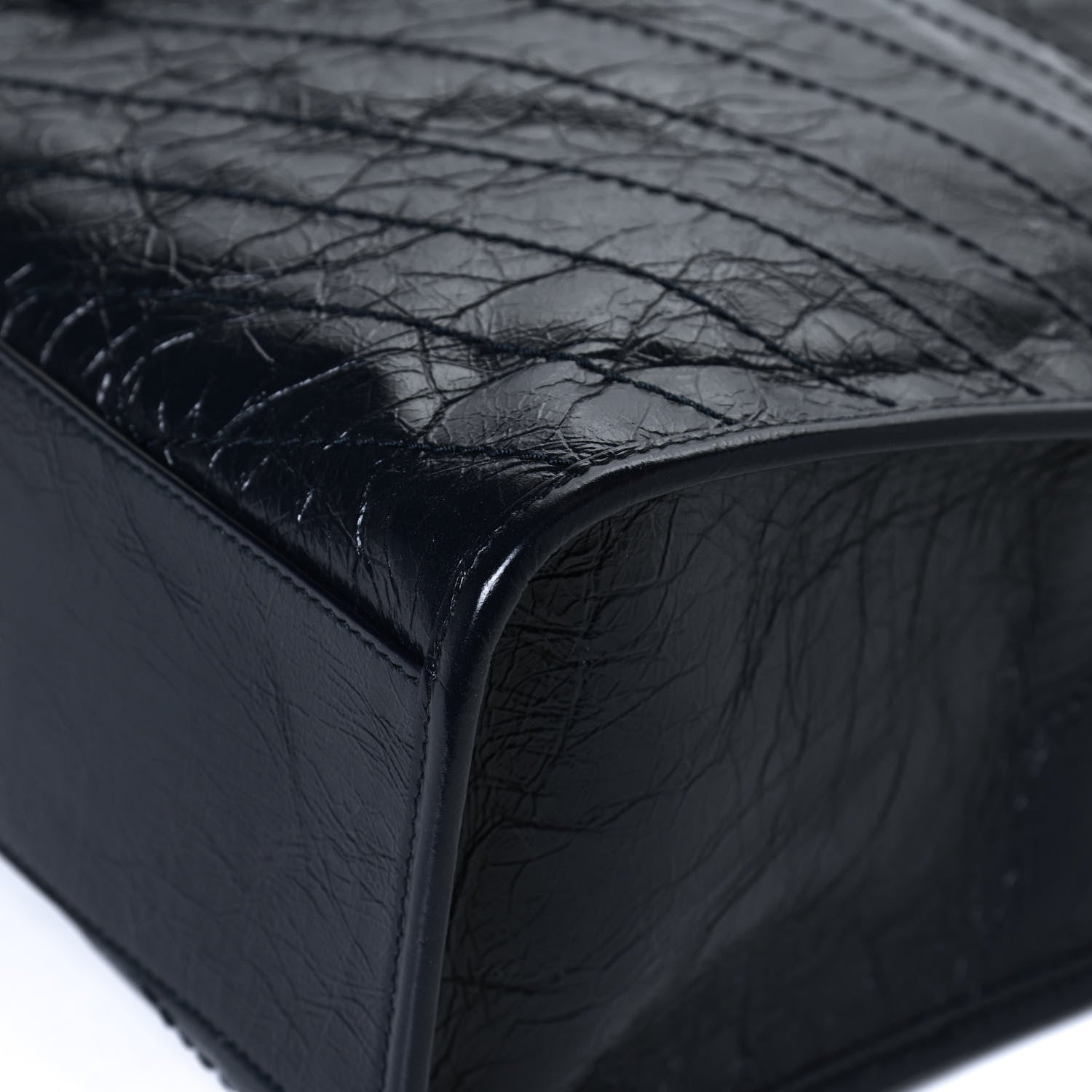 Saint Laurent Crinkled Calfskin Matelasse Monogram Niki Shoulder Bag Deep Marine 12 of 13