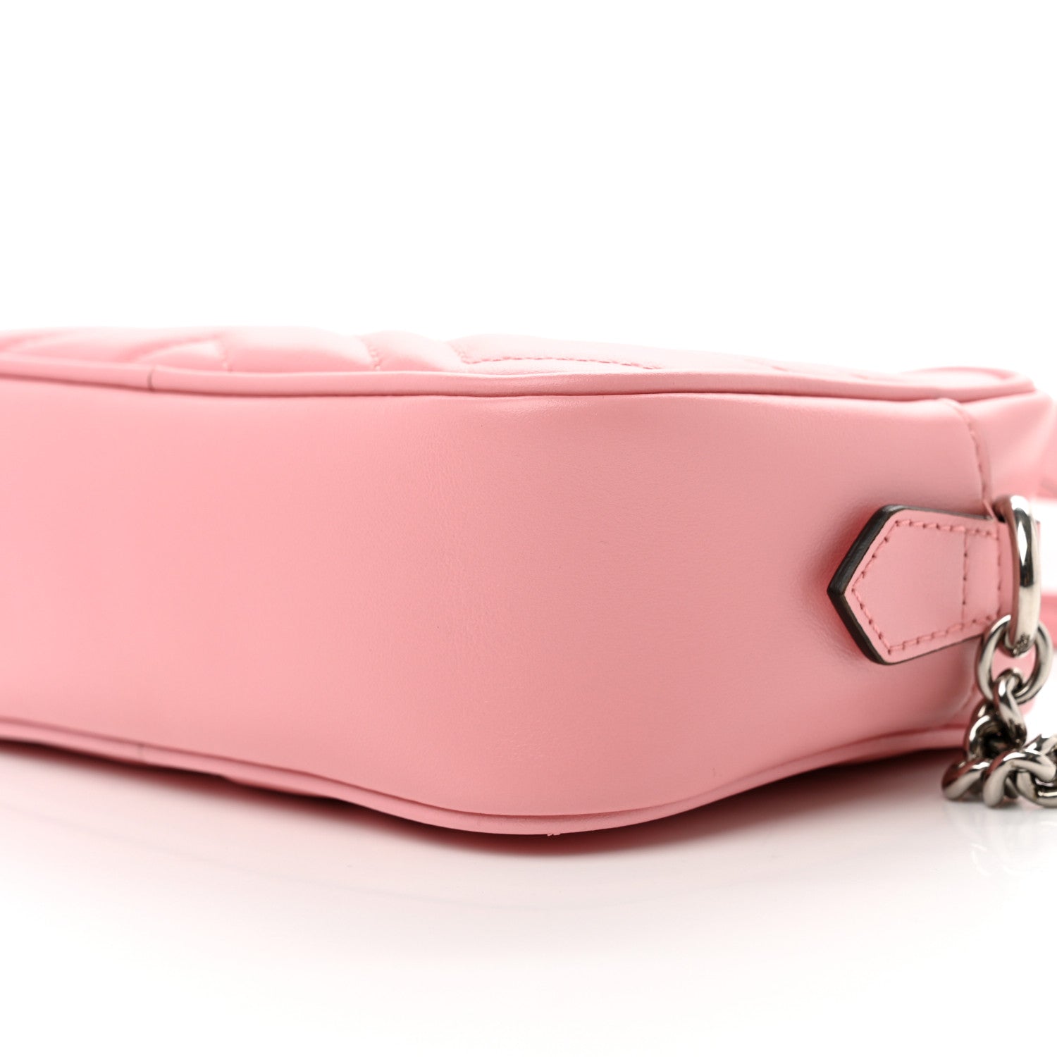 Gucci Calfskin Matelasse Mini GG Marmont Chain Shoulder Bag Wild Rose 9 of 9
