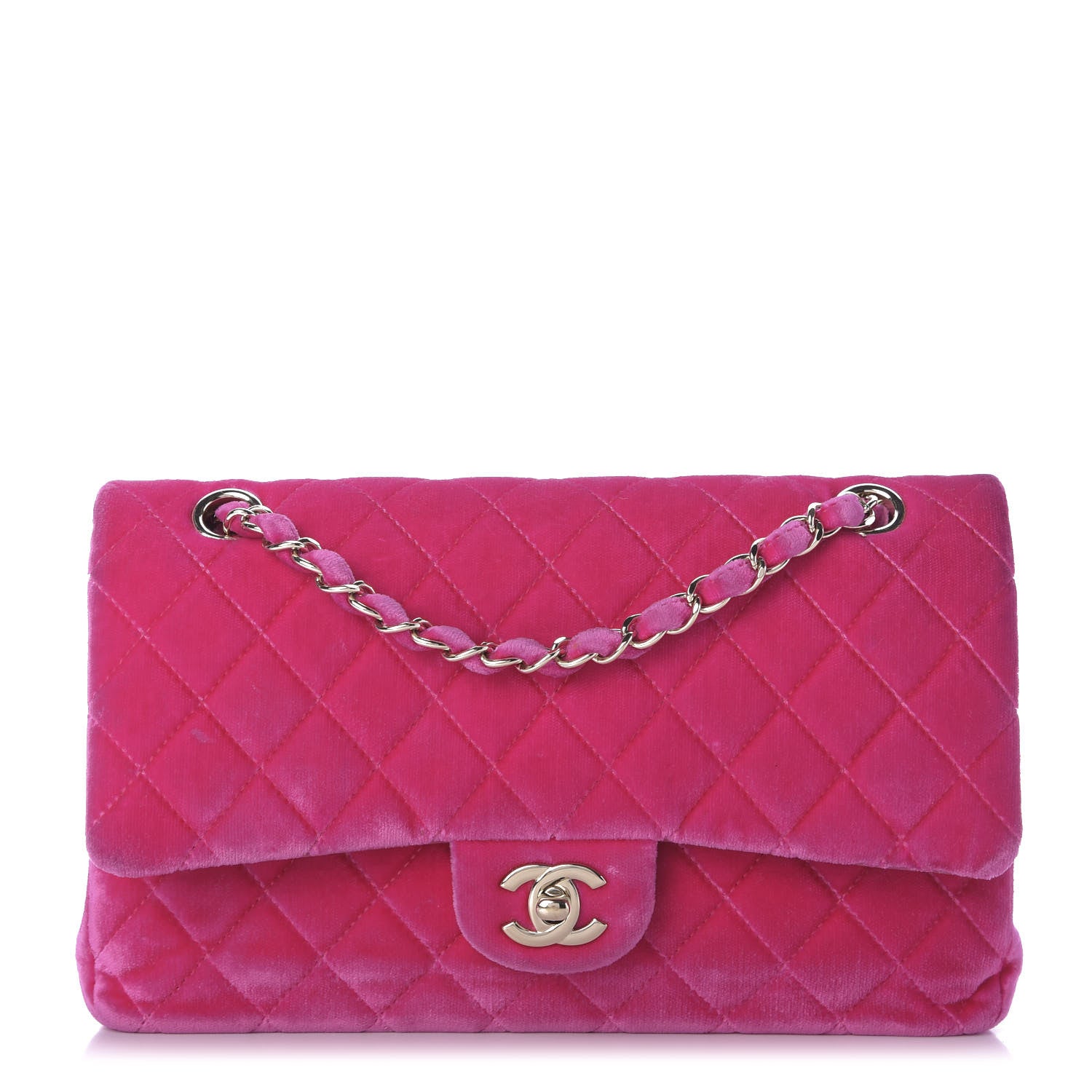 Chanel Velvet Quilted Medium Double Flap Pink 1 of 9