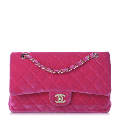 Chanel Velvet Quilted Medium Double Flap Pink 1 of 9