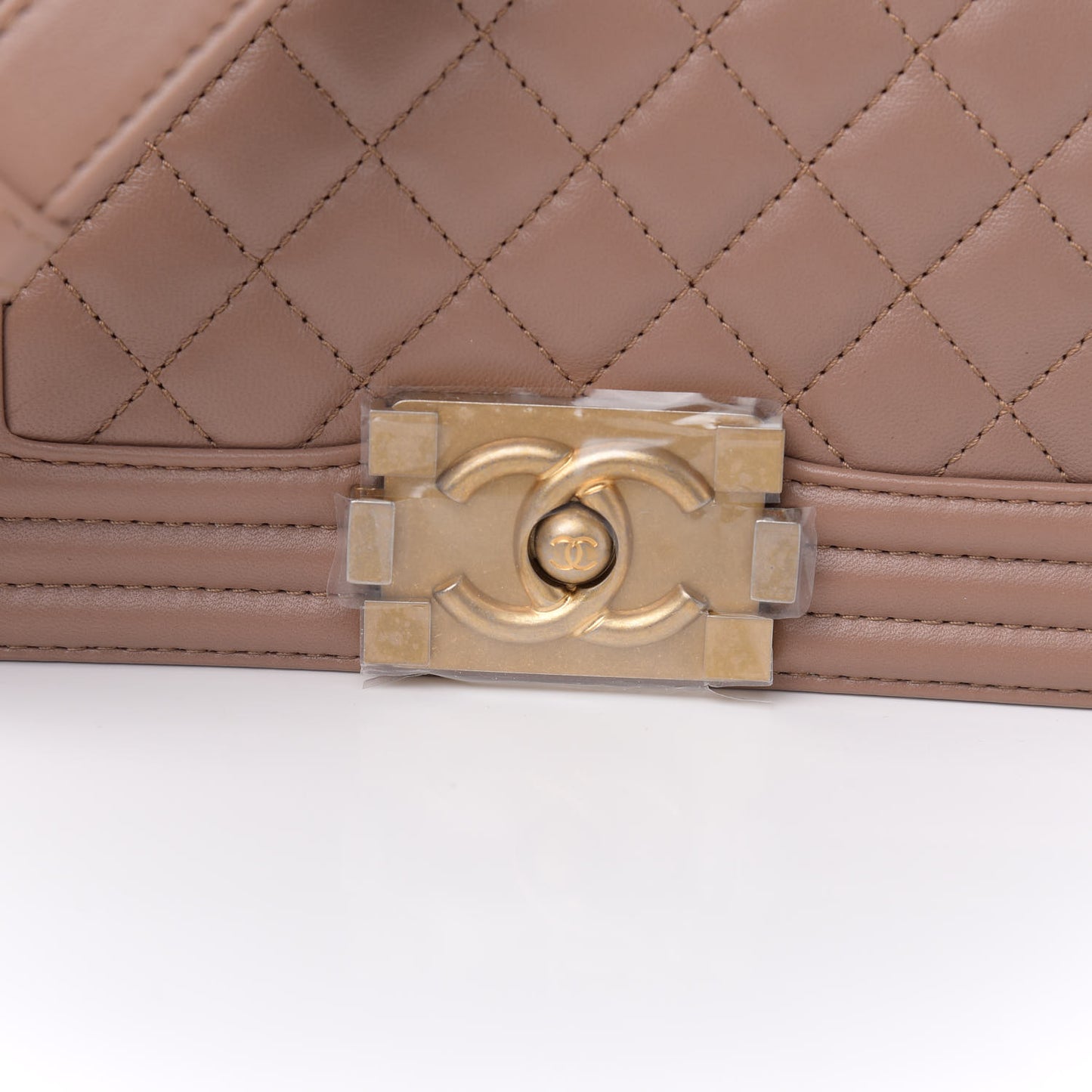 Lambskin Quilted Small Boy Flap Beige