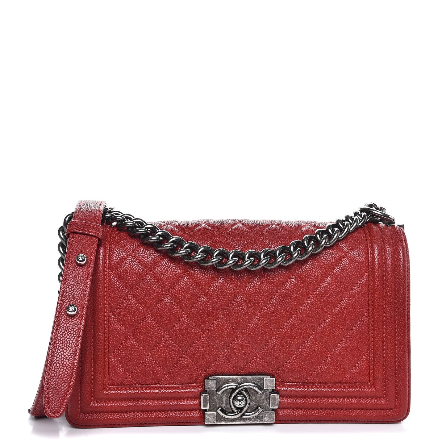 Caviar Quilted Medium Boy Flap Red
