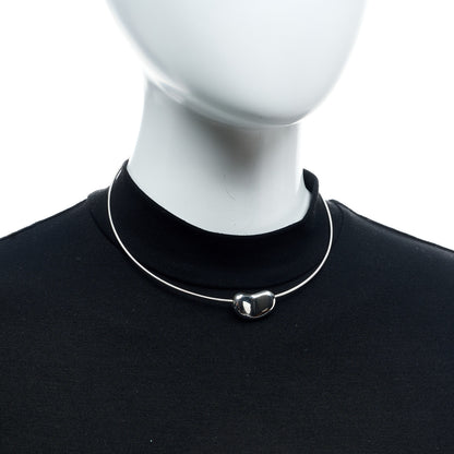 Tiffany Sterling Silver 25mm Elsa Peretti Bean Pendant Wire Necklace 2 of 6