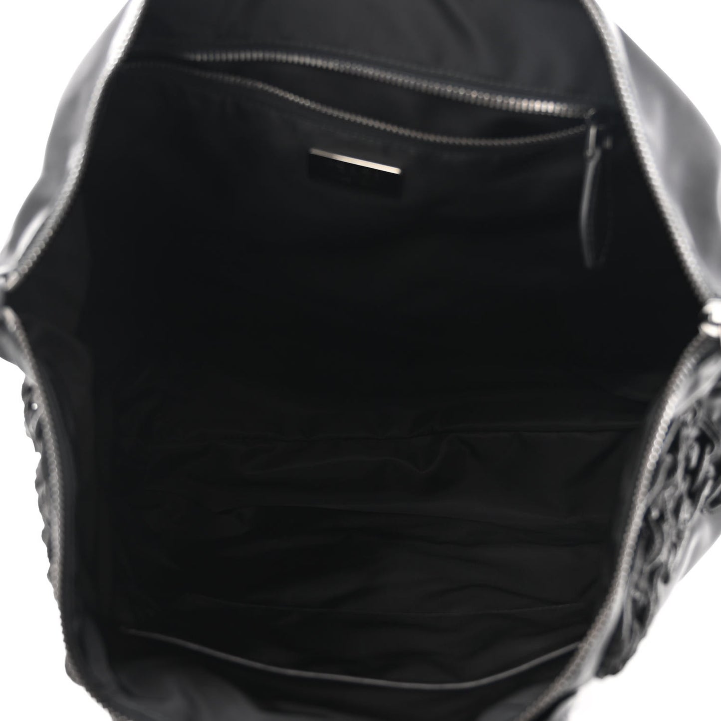 Tessuto Nylon Passama Embroidered Shopping Tote Black