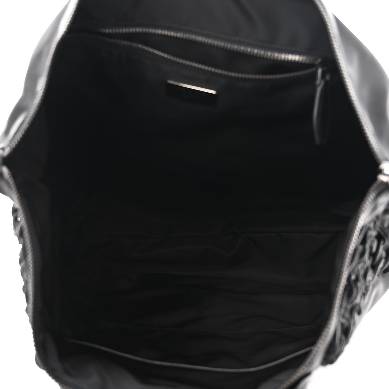 Prada Tessuto Nylon Passama Embroidered Shopping Tote Black 5 of 9