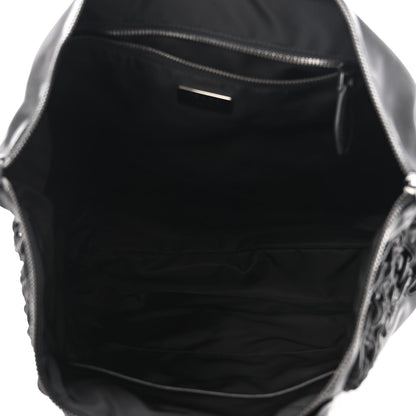 Prada Tessuto Nylon Passama Embroidered Shopping Tote Black 5 of 9