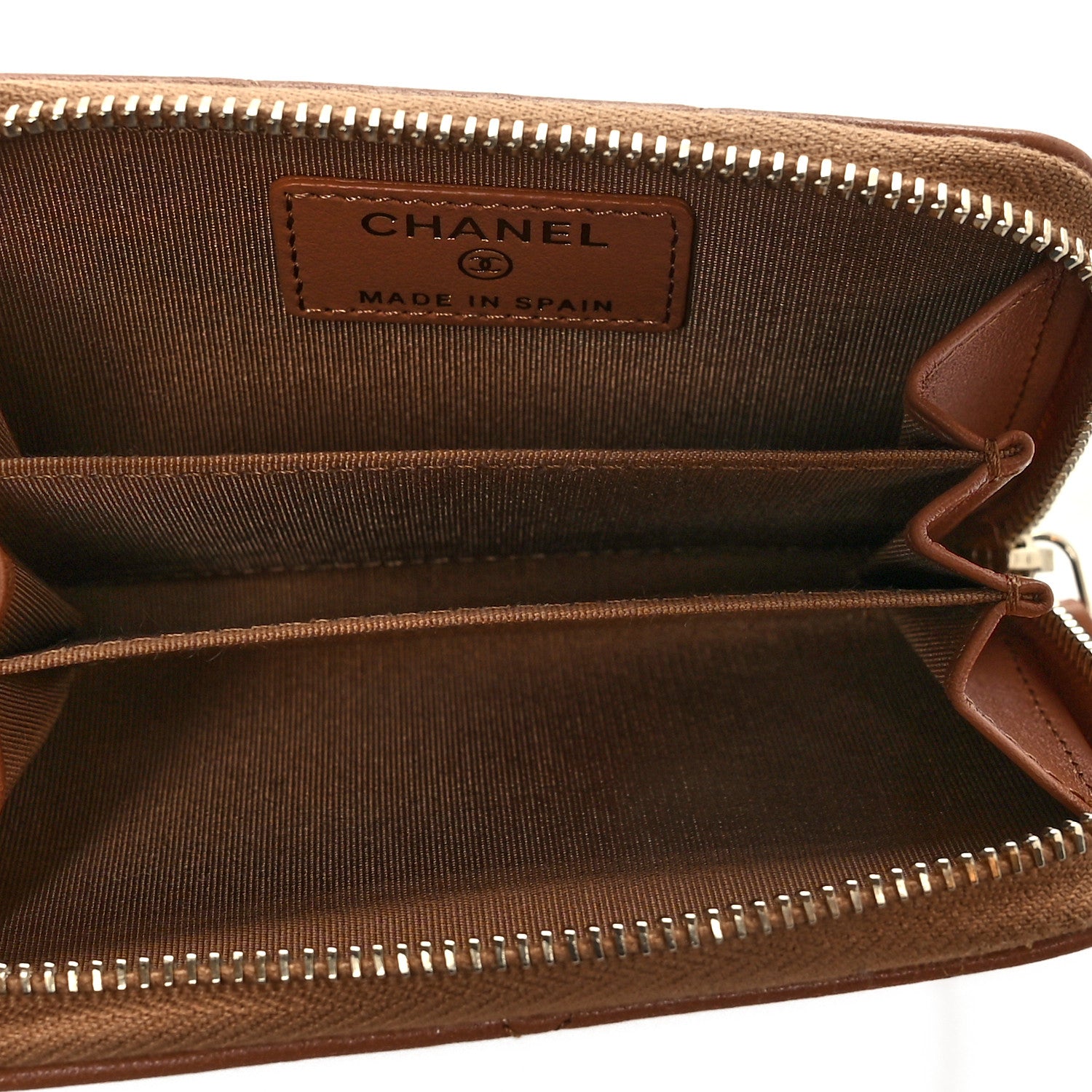 Chanel Lambskin Quilted Chanel 19 Zip Around Coin Purse Wallet Brown 5 of 8