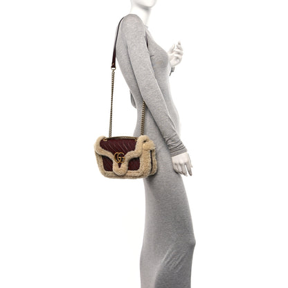 Gucci Azalea Calfskin Wool Matelasse Diagonal Small GG Marmont Shoulder Bag Sand Desert 2 of 10