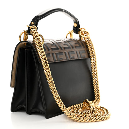 Fendi Vitello Liberty Bi-Color FF 1974 Embossed Small Kan I Shoulder Bag Black Maya 3 of 13