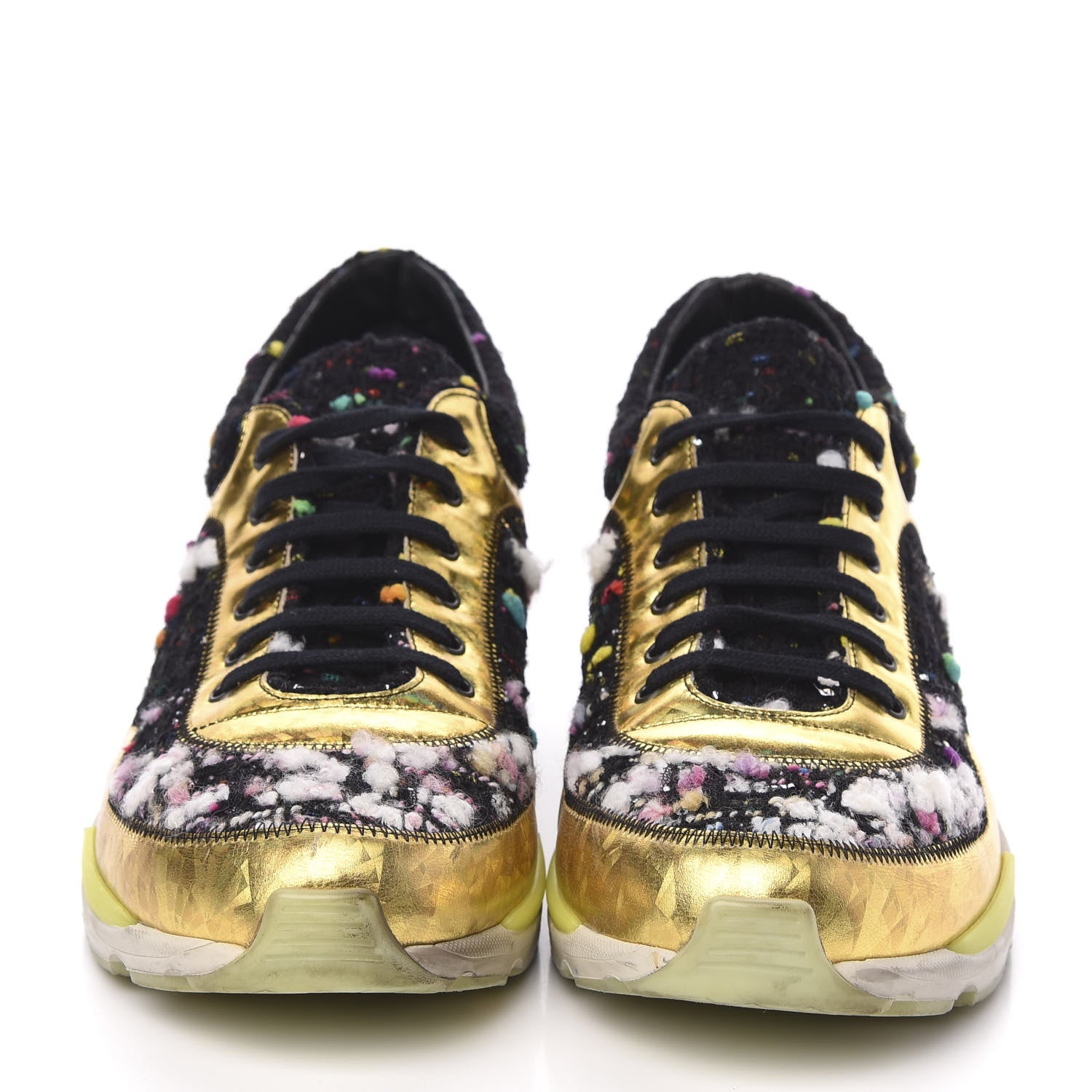 Chanel Tweed Lambskin Runway Sneakers 40 Black Multicolor 2 of 7