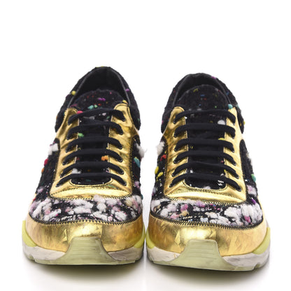 Chanel Tweed Lambskin Runway Sneakers 40 Black Multicolor 2 of 7