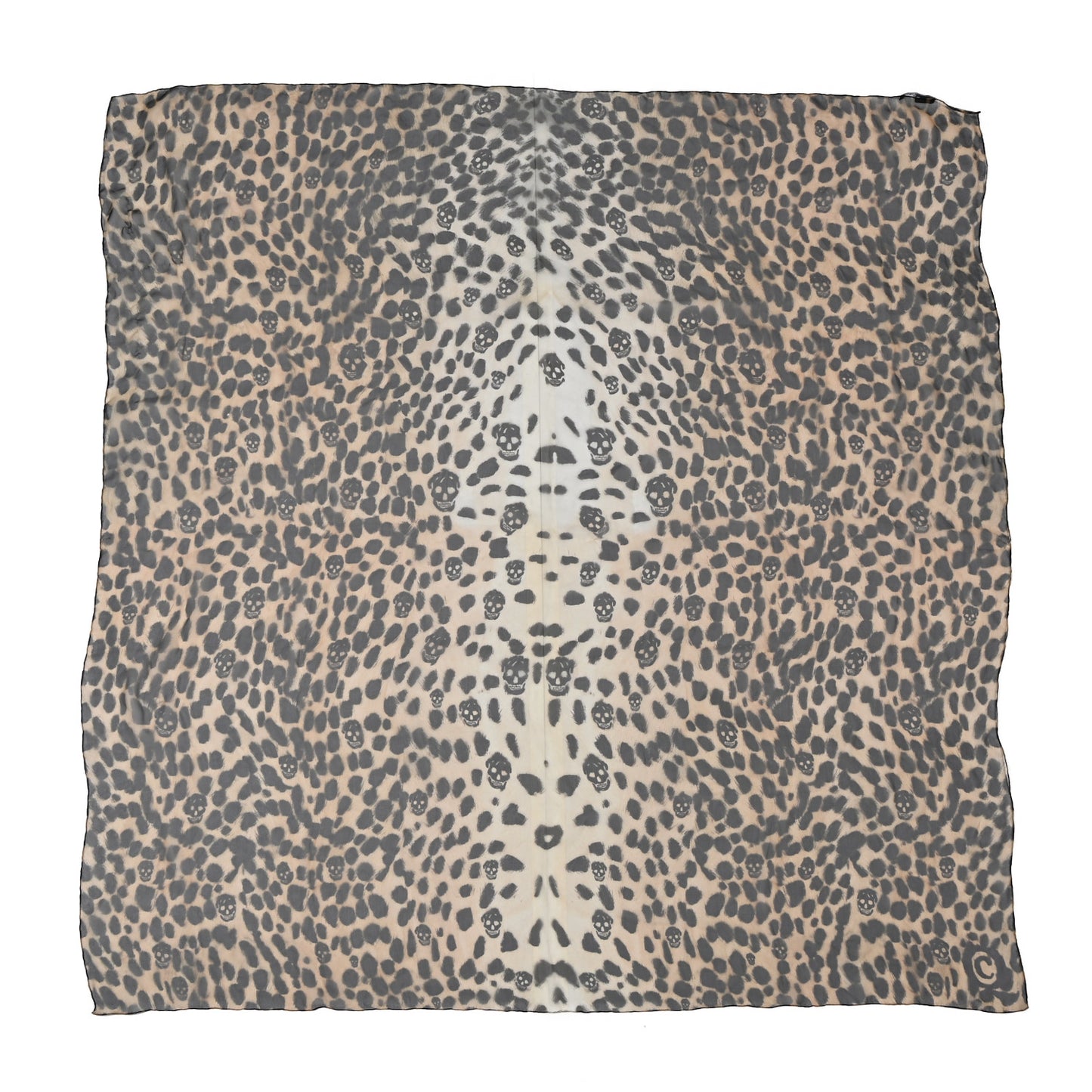 Silk Chiffon Leopard Skull Scarf Brown