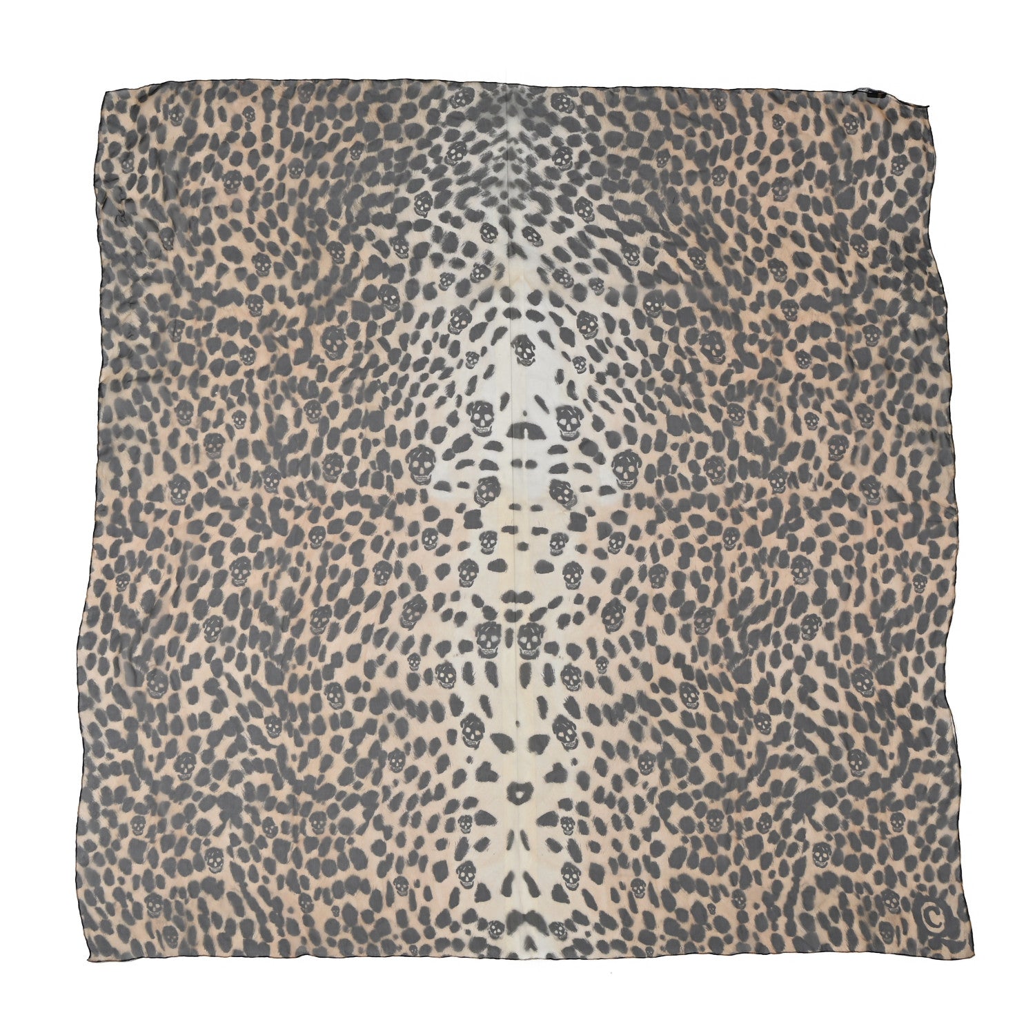 Alexander McQueen Silk Chiffon Leopard Skull Scarf Brown 1 of 11