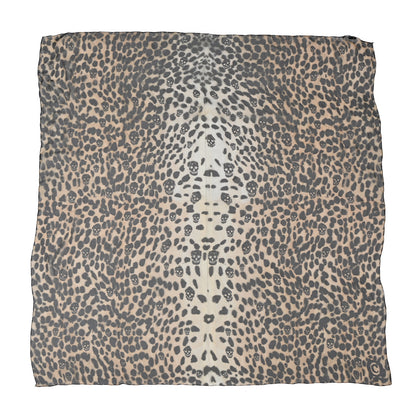 Alexander McQueen Silk Chiffon Leopard Skull Scarf Brown 1 of 11