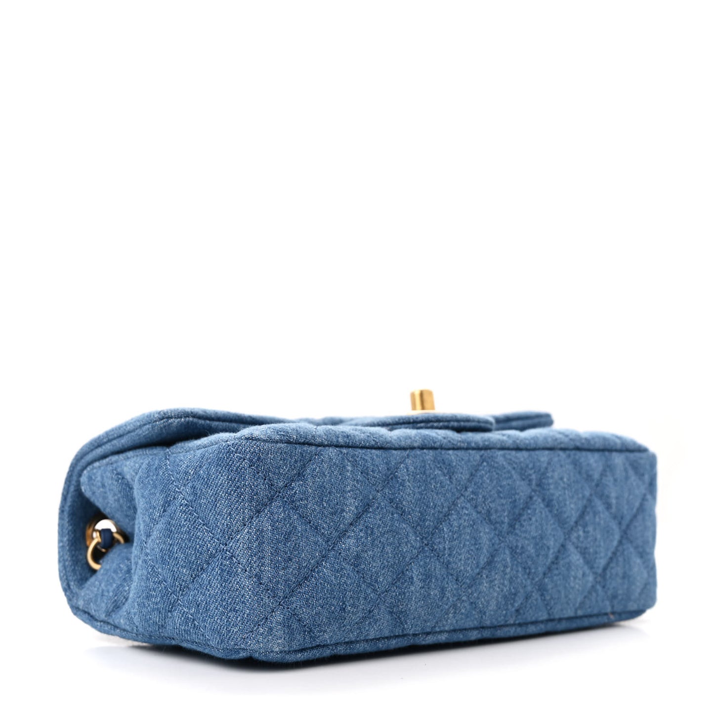 Denim Quilted Mini Pearl Crush Rectangular Flap Blue