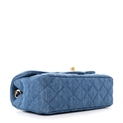 Chanel Denim Quilted Mini Pearl Crush Rectangular Flap Blue 4 of 11