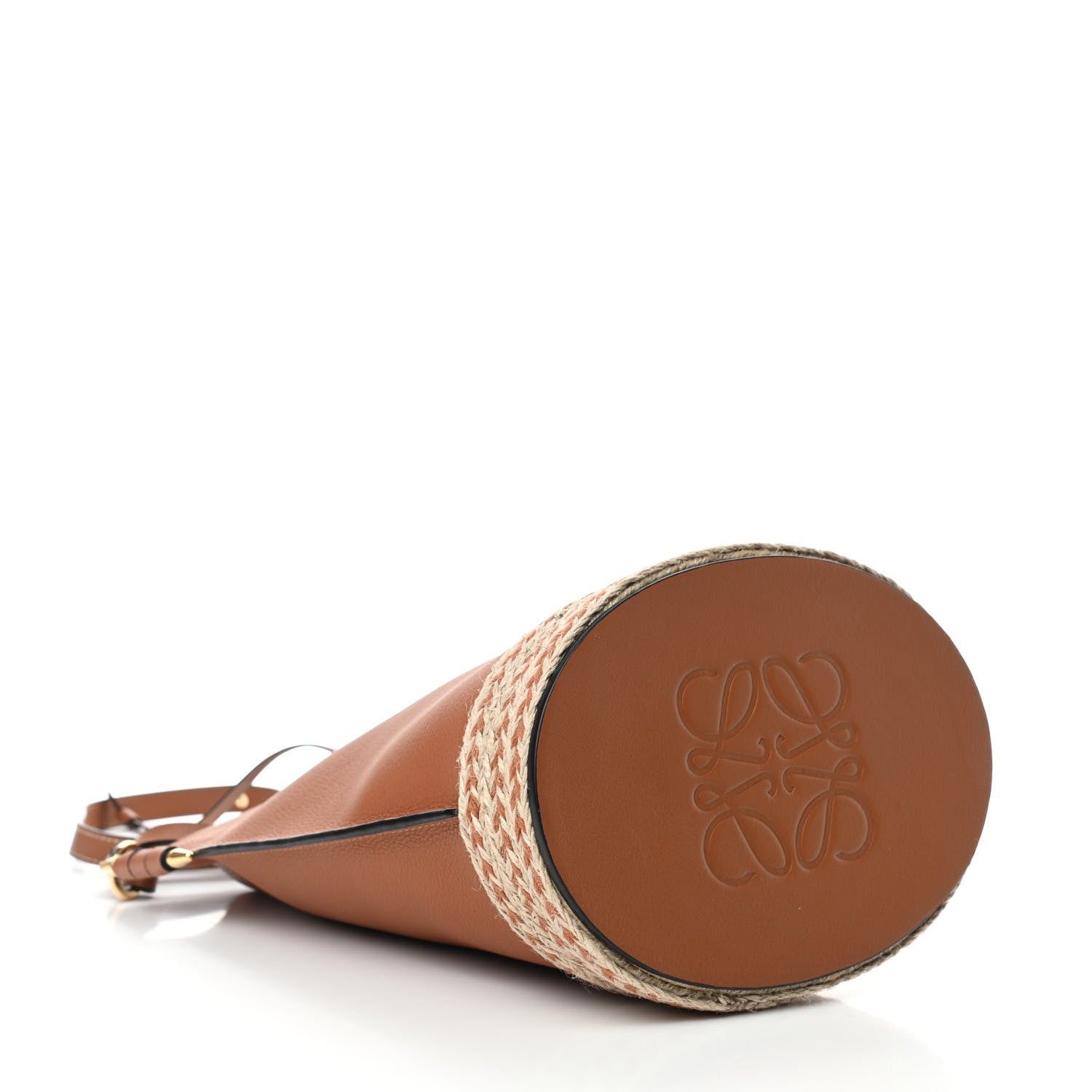 Loewe Calfskin Raffia Gate Bucket Bag Tan 4 of 10