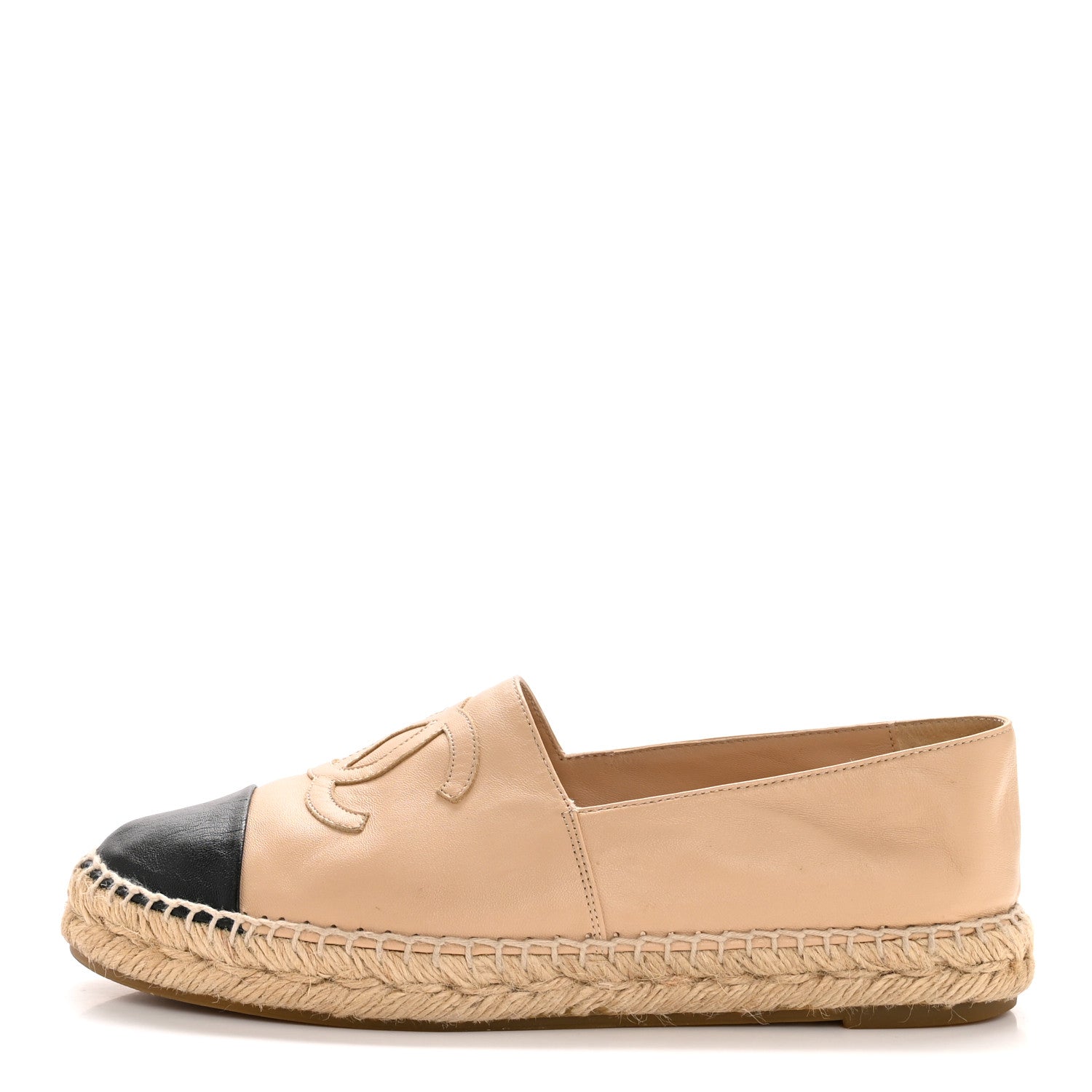 Chanel Lambskin CC Espadrilles 38 Beige Black 1 of 10