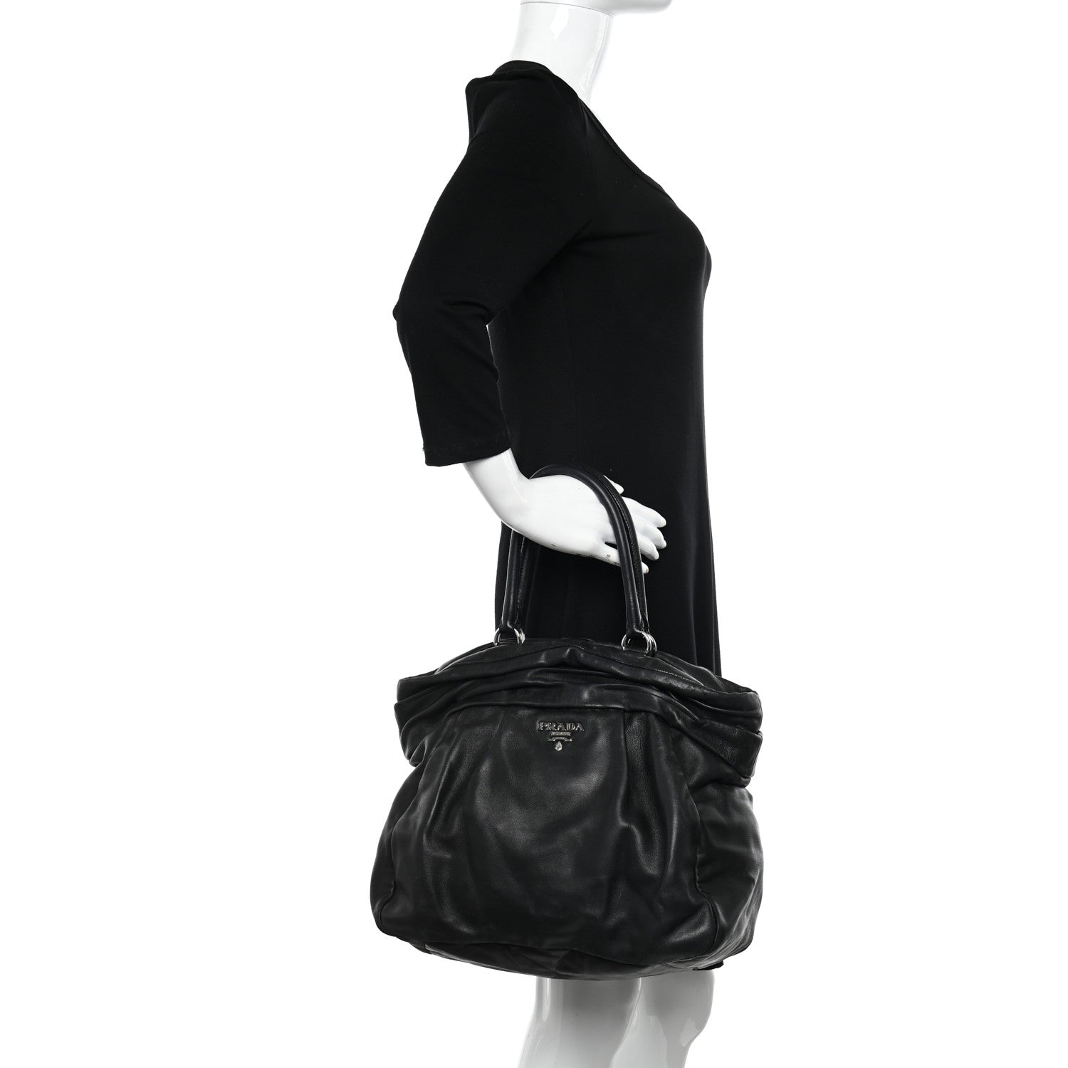 Prada Nappa Frills Tote Black 2 of 14