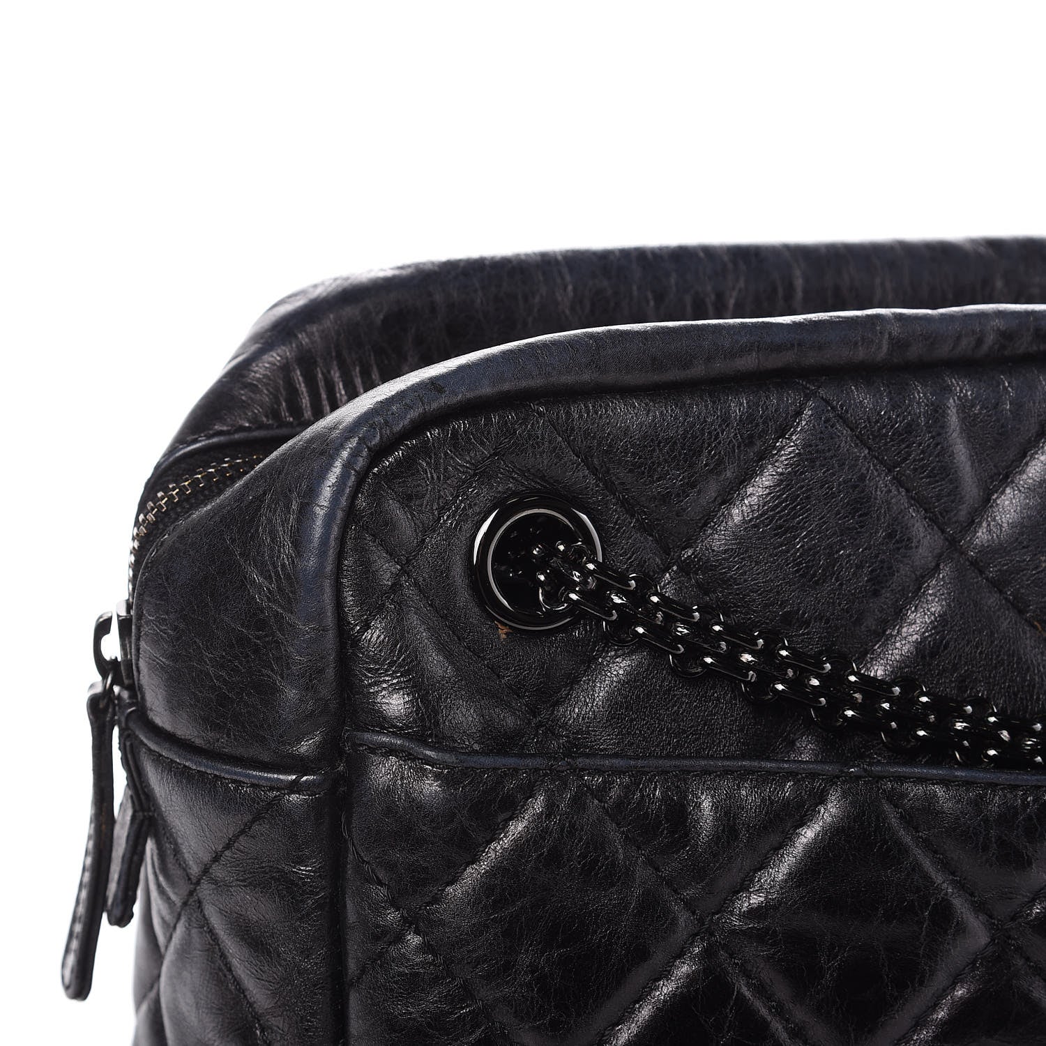Chanel Metallic Aged Calfskin Quilted Large Reissue Camera Case Black 13 of 15