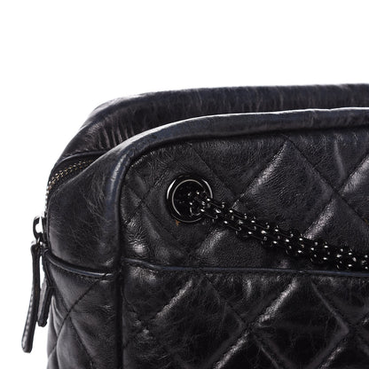 Chanel Metallic Aged Calfskin Quilted Large Reissue Camera Case Black 13 of 15