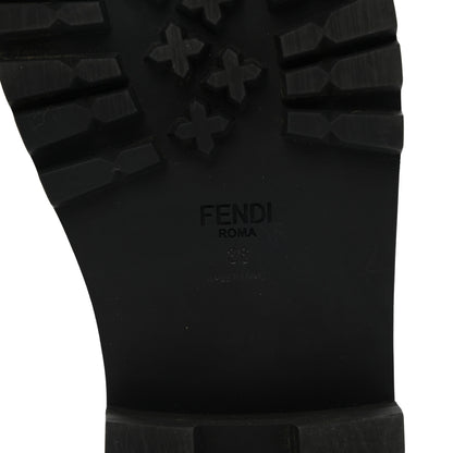 Fendi Shiny Stretch Nylon Platform Zip Biker Boots 36 Black 6 of 8