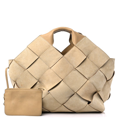Loewe Suede Woven Basket Bag Beige 1 of 13