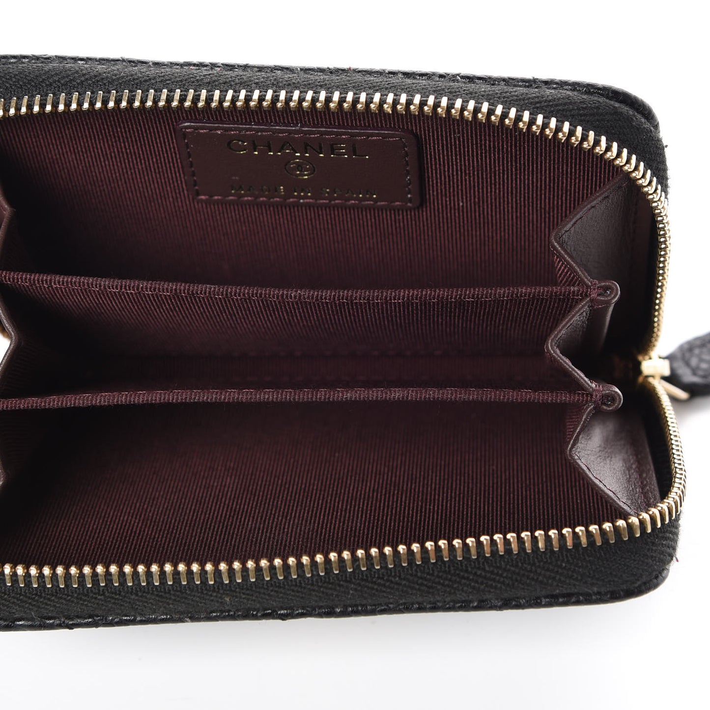Caviar Quilted Zip Coin Purse Black