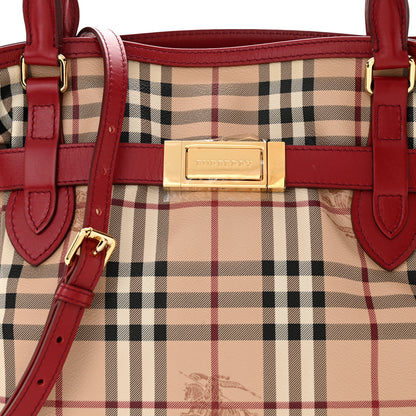 Burberry Haymarket Check Medium Golderton Tote Military Red 8 of 12